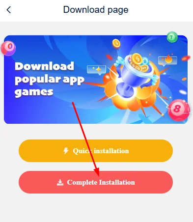 Click on complete installation